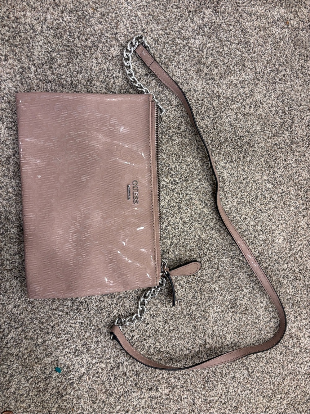 GUESS Dusty Rose Patent Crossbody with Chain Strap